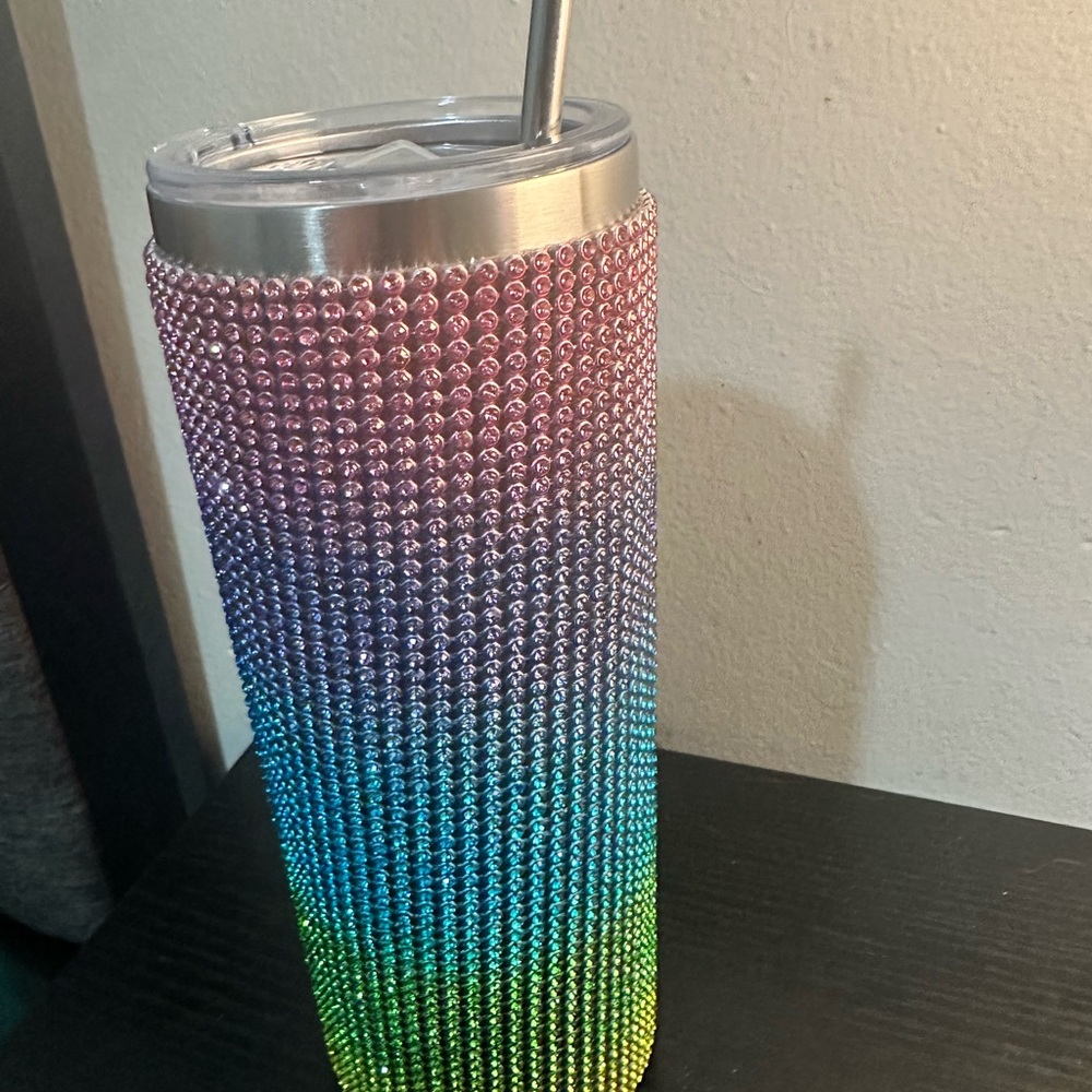 Rhinestone Tumbler with Straw